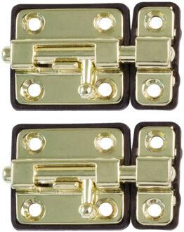 amig schuifslot/plaatgrendel - 2x - zamak - 3.5cm - messing - incl schroeven - deur - raam