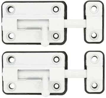 amig schuifslot/plaatgrendel - 2x - zamak - 3.5cm - wit - incl schroeven - deur - raam