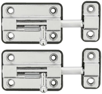 amig schuifslot/plaatgrendel - 2x - zamak - 5cm - verchroomd - incl schroeven - deur - raam