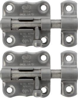 amig schuifslot/plaatgrendel - 4x - 4 x 3.8 cm - mat roestvrij staal - deur - poort