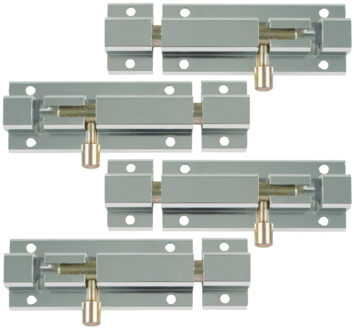 amig schuifslot/plaatgrendel - 4x - aluminium - 15cm - zilver - incl schroeven - deur - raam