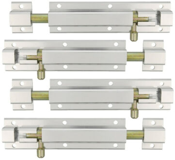 amig schuifslot/plaatgrendel - 4x - aluminium - 25cm - wit - incl schroeven - deur - raam