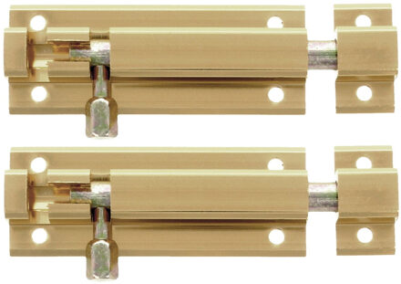 amig schuifslot/plaatgrendel - 4x - aluminium - 5 cm - goudkleur - deur - schutting - raam