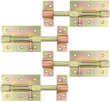 amig schuifslot/plaatgrendel - 4x - staal - 10cm - gegalvaniseerd - incl schroeven - deur - raam