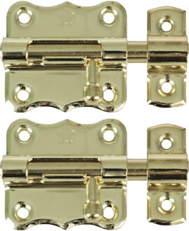 amig schuifslot/plaatgrendel - 4x - staal - 3.5 X 3.3 cm - messing afwerking - goud - deur - poort