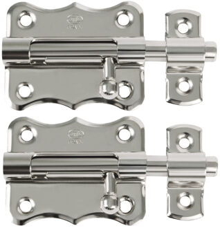 amig schuifslot/plaatgrendel - 4x - staal - 5 x 4.8 cm - vernikkeld - zilver - deur - poort