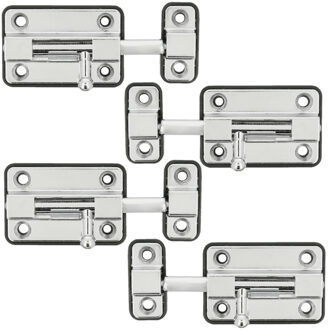 amig schuifslot/plaatgrendel - 4x - zamak - 3.5cm - verchroomd - incl schroeven - deur - raam