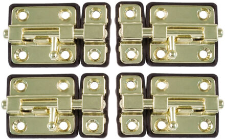 amig schuifslot/plaatgrendel - 4x - zamak - 5cm - messing - incl schroeven - deur - raam