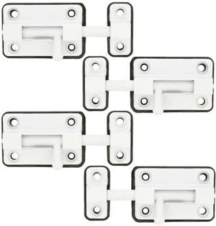 amig schuifslot/plaatgrendel - 4x - zamak - 5cm - wit - incl schroeven - deur - raam