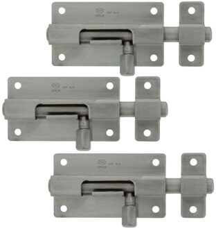 amig schuifslot/plaatgrendel - 6x - 6.5 x 3.7cm - Inox matte afwerking - deur - schutting - hek