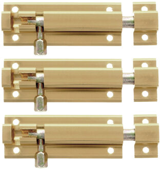 amig schuifslot/plaatgrendel - 6x - aluminium - 15 cm - goudkleur - deur - schutting - raam