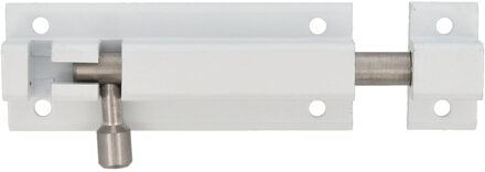 amig schuifslot/plaatgrendel - aluminium - 10 cm - wit - deur - schutting - raam