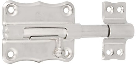 amig schuifslot/plaatgrendel - staal - 10 x 5.6 cm - vernikkeld - zilver - deur - poort