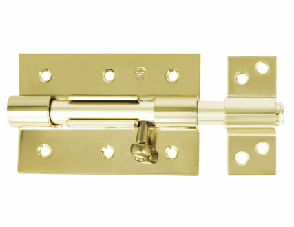 amig schuifslot/plaatgrendel - staal - 12cm - messing - incl schroeven - deur - raam