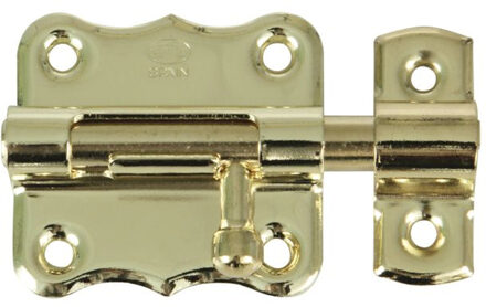 amig schuifslot/plaatgrendel - staal - 3.5 X 3.3 cm - messing afwerking - goud - deur - poort
