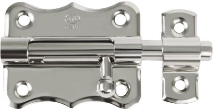 amig schuifslot/plaatgrendel - staal - 4 x 3.8 cm - vernikkeld - zilver - deur - poort