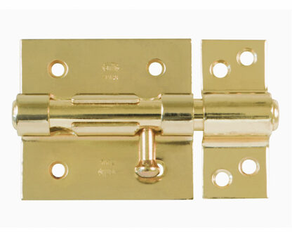 amig schuifslot/plaatgrendel - staal - 7cm - messing - incl schroeven - deur - raam