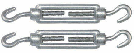 amig Spanschroeven/draadspanner met haak/haak - 2x - 11cm - verzinkt staal - 120kg - M6 schroefdraad