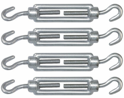 amig Spanschroeven/draadspanner met haak/haak - 4x - 7cm - verzinkt staal - 100kg - M5 schroefdraad