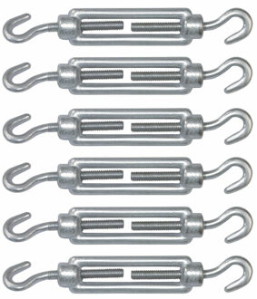 amig Spanschroeven/draadspanner met haak/haak - 6x - 11cm - verzinkt staal - 200kg - M8 schroefdraad