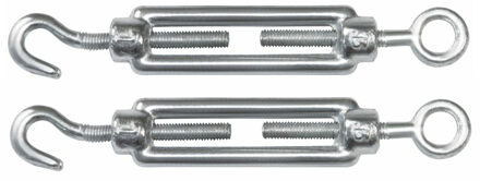 amig Spanschroeven/draadspanner met haak/oog - 2x - 11cm - verzinkt staal - 200kg - M8 schroefdraad