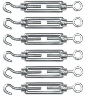 amig Spanschroeven/draadspanner met haak/oog - 6x - 7cm - verzinkt staal - 100kg - M5 schroefdraad