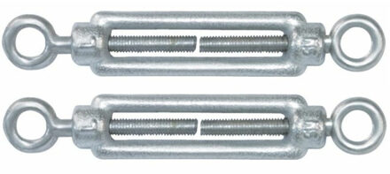 amig Spanschroeven/draadspanner met oog/oog - 2x - 11cm - verzinkt staal - 200kg - M8 schroefdraad