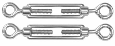 amig Spanschroeven/draadspanner met oog/oog - 2x - 7cm - 316L RVS - 100kg - M5 schroefdraad