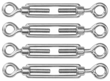 amig Spanschroeven/draadspanner met oog/oog - 4x - 7cm - 316L RVS - 100kg - M5 schroefdraad