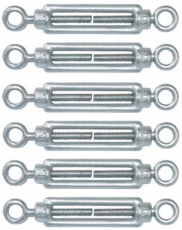 amig Spanschroeven/draadspanner met oog/oog - 6x - 11cm - verzinkt staal - 120kg - M6 schroefdraad
