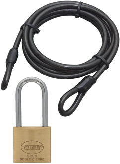 amig Staalkabel met 50 mm hangslot - 10m x 12mm kabel - geplastificeerd - trailer vastzetten