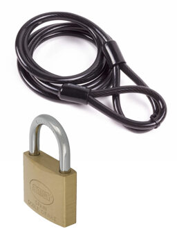 amig staalkabel met hangslot 40 mm - kabel geplastificeerd 1.5 m x 8 mm - hangslot met 2 sleutels