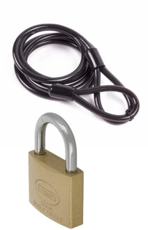 amig staalkabel met hangslot 60 mm - kabel geplastificeerd 1.5 m x 8 mm - hangslot met 2 sleutels
