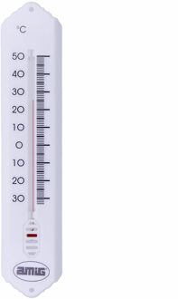 amig Thermometer binnen/buiten - kunststof - wit - 19 x 5 cm - Buitenthermometers