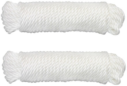 amig Touw - 2x - 20 meter - D4mm - nylon - wit - waslijn - tuin
