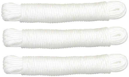 amig Touw - 3x - 10 meter - D3mm - polypropyleen - 50 kg - wit - waslijn - tuin