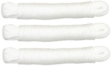 amig Touw - 3x - 15 meter - D3mm - polypropyleen - 50 kg - wit - waslijn - tuin