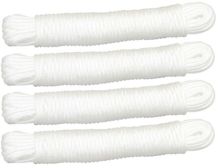 amig Touw - 4x - 10 meter - D3mm - polypropyleen - 50 kg - wit - waslijn - tuin