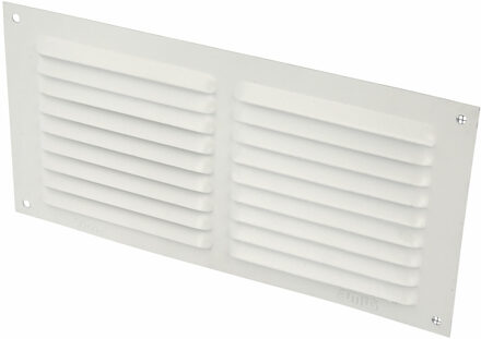 amig Ventilatie/muurrooster met gaas - 100 x 200mm - aluminium - wit - schoepenrooster