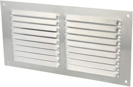 amig Ventilatie/muurrooster met gaas - 100 x 200mm - aluminium - zilver - schoepenrooster