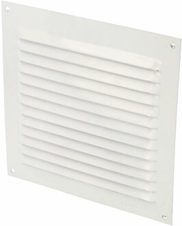amig Ventilatie/muurrooster met gaas - 150 x 150mm - aluminium - wit - schoepenrooster