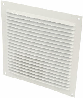amig Ventilatie/muurrooster met gaas - 170 x 170mm - aluminium - wit - schoepenrooster