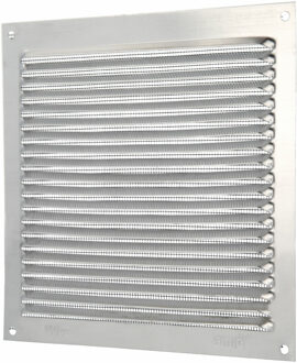 amig Ventilatie/muurrooster met gaas - 170 x 170mm - aluminium - zilver - schoepenrooster