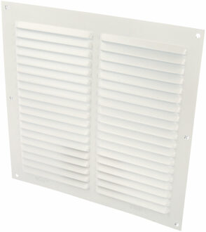 amig Ventilatie/muurrooster met gaas - 200 x 200mm - aluminium - wit - schoepenrooster