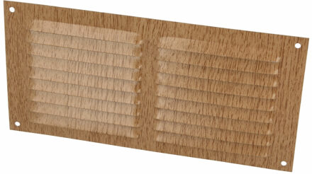 amig Ventilatierooster/muurrooster - 100 x 200mm - aluminium - beukenhout look - schoepenrooster