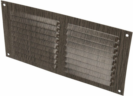 amig Ventilatierooster/muurrooster - 100 x 200mm - aluminium - wengehout look - schoepenrooster