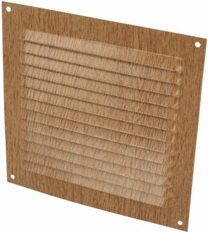 amig Ventilatierooster/muurrooster - 150 x 150mm - aluminium - beukenhout look - schoepenrooster