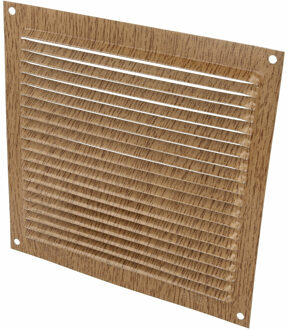 amig Ventilatierooster/muurrooster - 170 x 170mm - aluminium - beukenhout look - schoepenrooster
