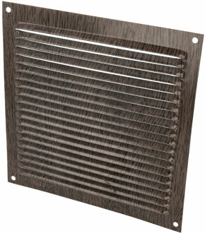 amig Ventilatierooster/muurrooster - 170 x 170mm - aluminium - wengehout look - schoepenrooster