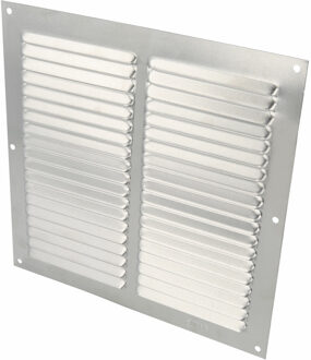 amig Ventilatierooster/muurrooster - 200 x 200mm - aluminium - zilver - schoepenrooster